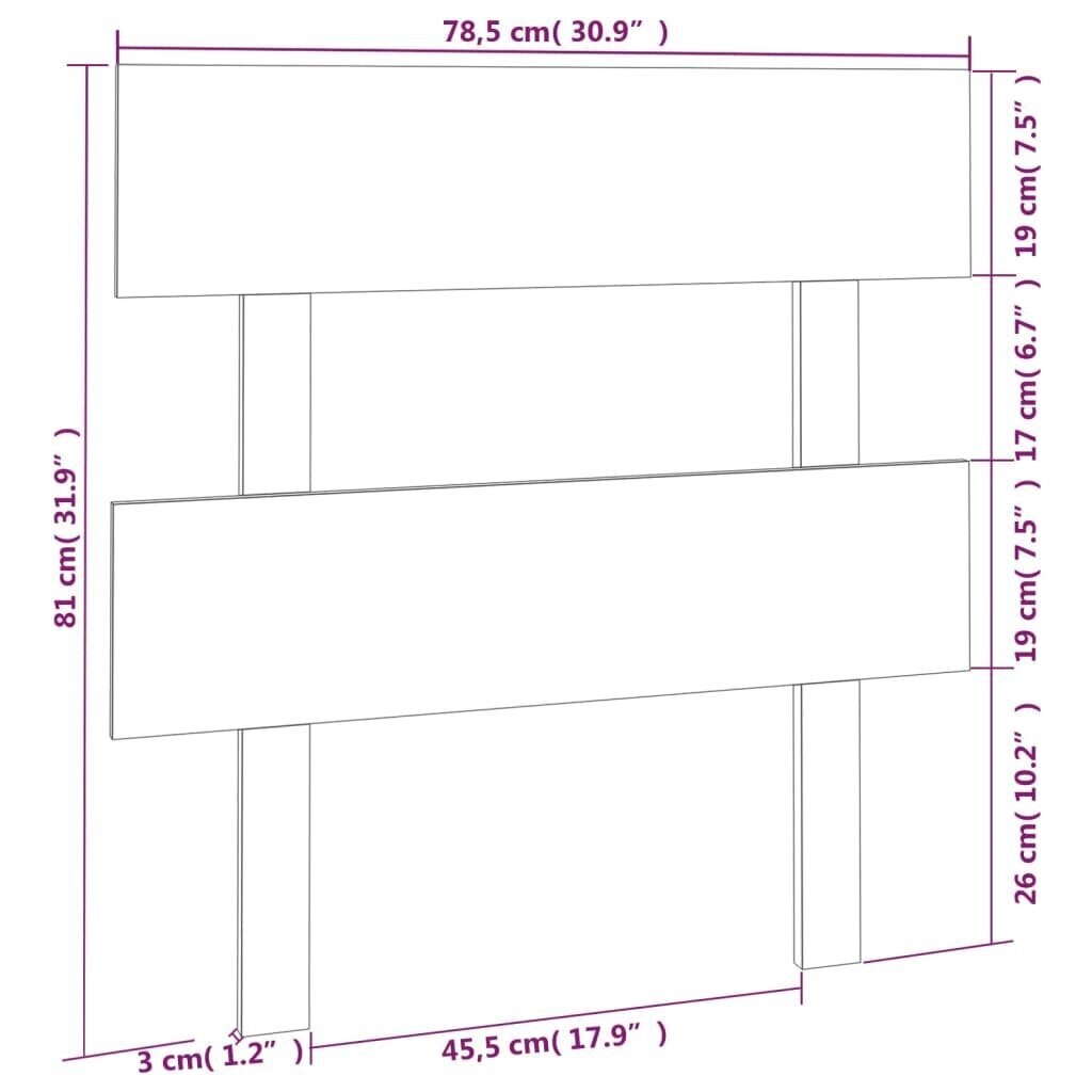 Sängynpääty harmaa 78,5x3x81 cm täysi mänty hinta ja tiedot | Sängyt | hobbyhall.fi