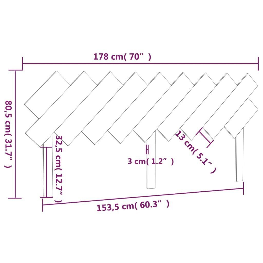 Sängynpääty hunajanruskea 178x3x80,5 cm täysi mänty hinta ja tiedot | Sängyt | hobbyhall.fi