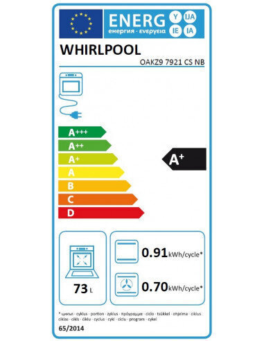 Whirlpool OAKZ97921CSNB, integroitu uuni, 73 L, musta hinta ja tiedot | Erillisuunit | hobbyhall.fi