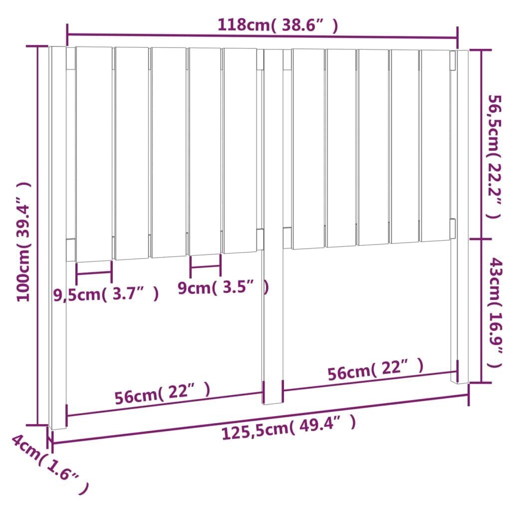 Sängynpääty 125,5x4x100 cm täysi mänty hinta ja tiedot | Sängyt | hobbyhall.fi