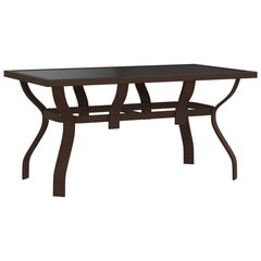 Puutarhapöytä ruskea ja musta 140x70x70 cm teräs ja lasi hinta ja tiedot | Puutarhapöydät | hobbyhall.fi