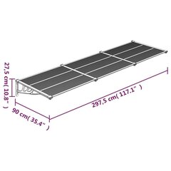 Ovikatos musta ja läpinäkyvä 297,5x90 cm polykarbonaatti hinta ja tiedot | Aurinkovarjot ja markiisit | hobbyhall.fi