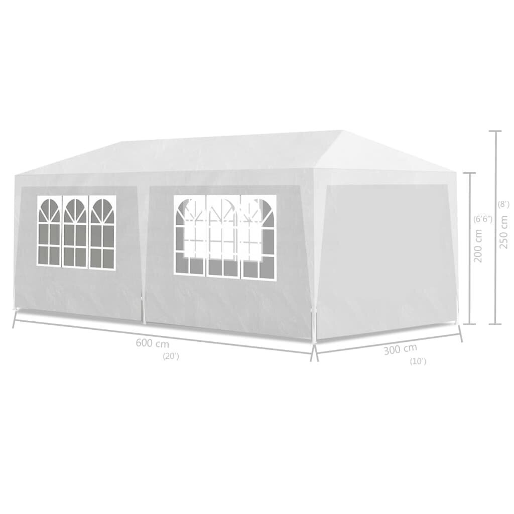 Tapahtumateltta, 3 x 6 m, 6 seinää, valkoinen hinta ja tiedot | Puutarhapaviljongit | hobbyhall.fi