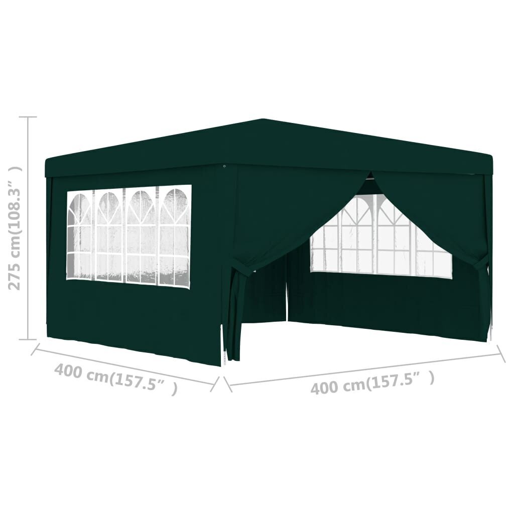 Ammattilaisten juhlateltta sivuseinillä 4x4 m vihreä 90 g/m² hinta ja tiedot | Puutarhapaviljongit | hobbyhall.fi