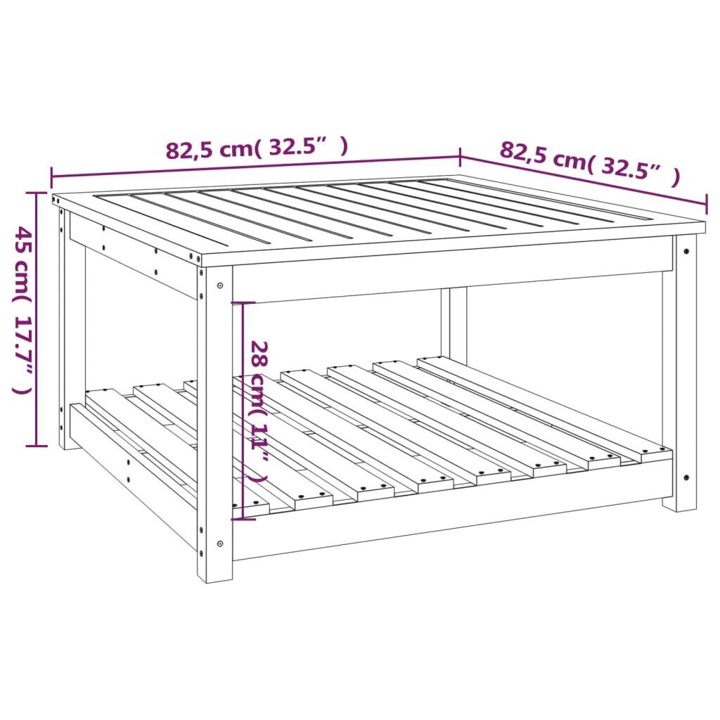 Puutarhapöytä harmaa 82,5x82,5x45 cm täysi mänty hinta ja tiedot | Puutarhapöydät | hobbyhall.fi