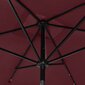 Aurinkovarjo LED-valot ja terästanko viininpunainen 2x3 m hinta ja tiedot | Aurinkovarjot ja markiisit | hobbyhall.fi