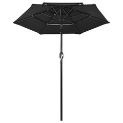 3-tasoinen aurinkovarjo alumiinitanko musta 2 m hinta ja tiedot | Aurinkovarjot ja markiisit | hobbyhall.fi