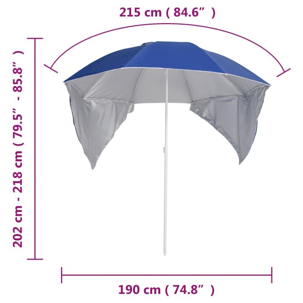 Rantavarjo sivuseinillä sininen 215 cm hinta ja tiedot | Aurinkovarjot ja markiisit | hobbyhall.fi