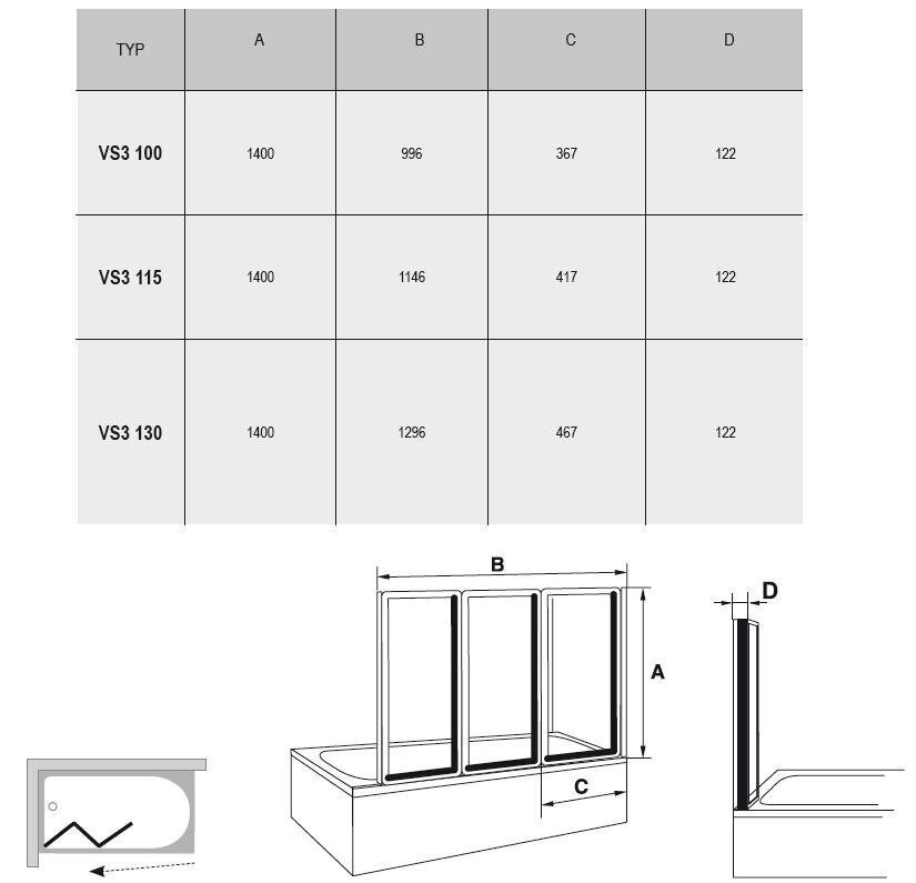 Kylpyammeen seinä Ravak VS3 hinta ja tiedot | Kylpyhuonetarvikkeet | hobbyhall.fi