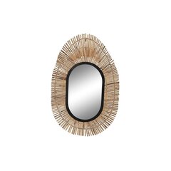 Seinäpeili DKD Home Decor Mirror Natural Black Metal Rattan (63 x 1,5 x 92 cm) hinta ja tiedot | Peilit | hobbyhall.fi