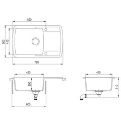 Graniittitiskiallas 780x500 Musta metalli hinta ja tiedot | Keittiöaltaat | hobbyhall.fi