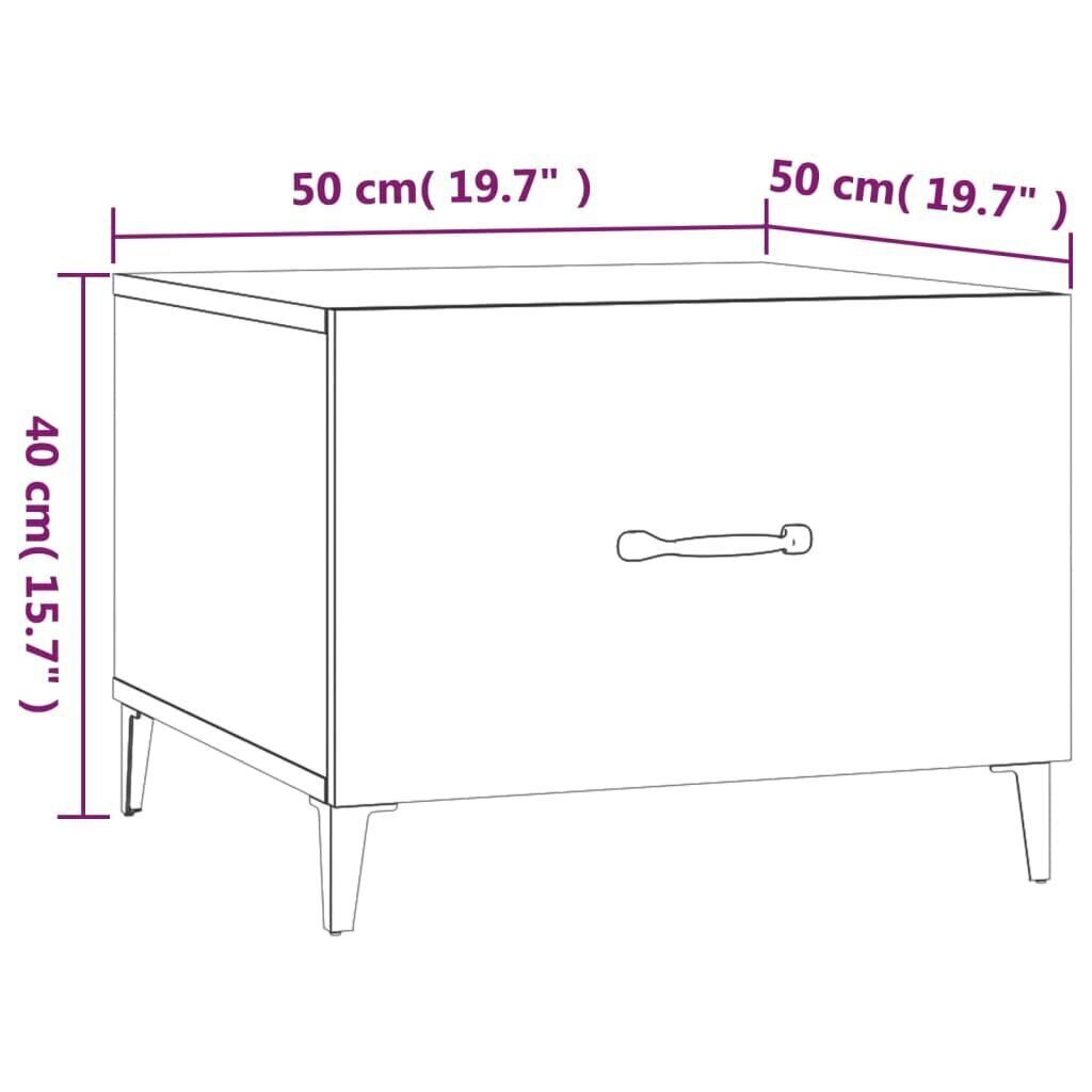 Sohvapöytä metallijaloilla Sonoma-tammi 50x50x40 cm hinta ja tiedot | Sohvapöydät | hobbyhall.fi