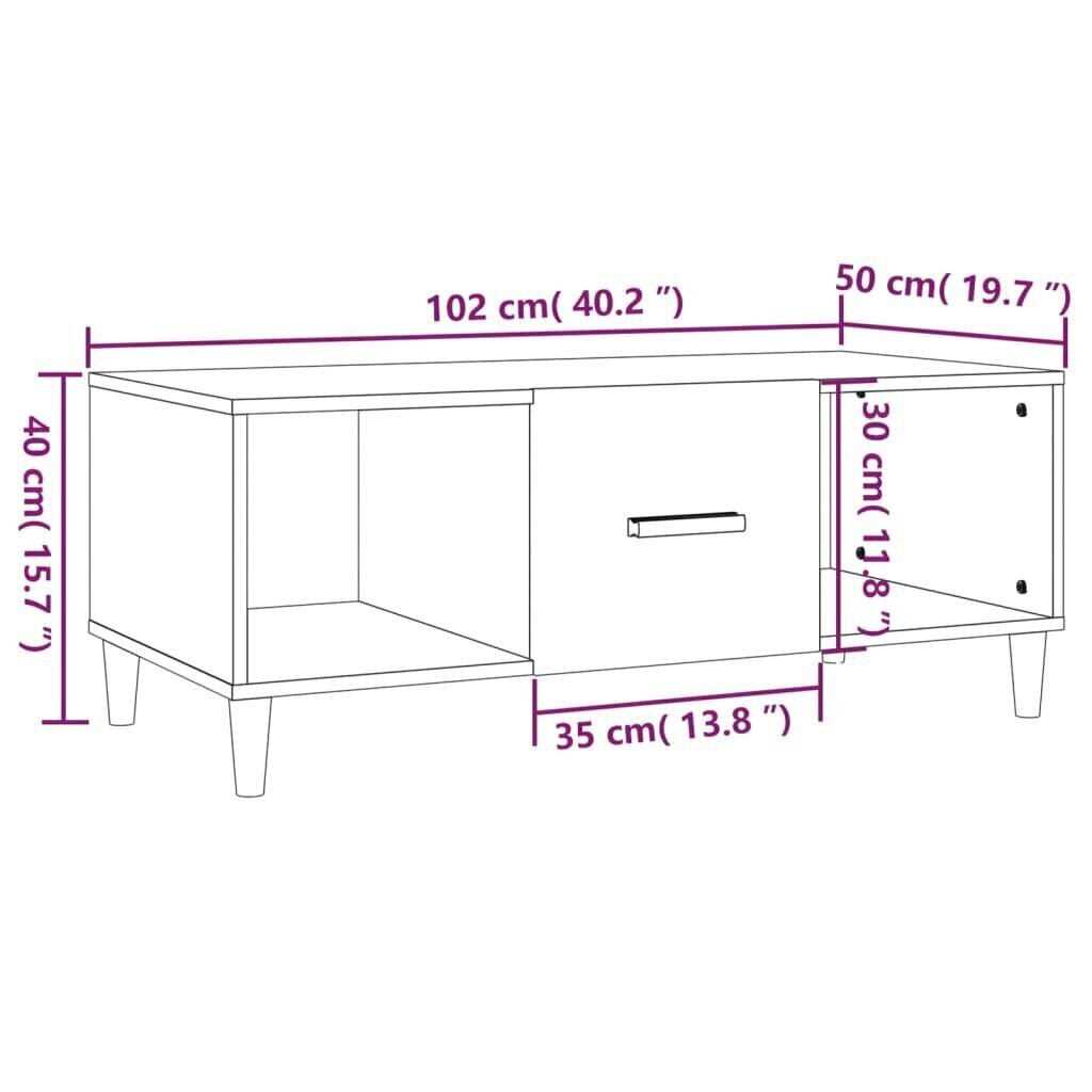 Sohvapöytä musta 102x50x40 cm tekninen puu hinta ja tiedot | Sohvapöydät | hobbyhall.fi