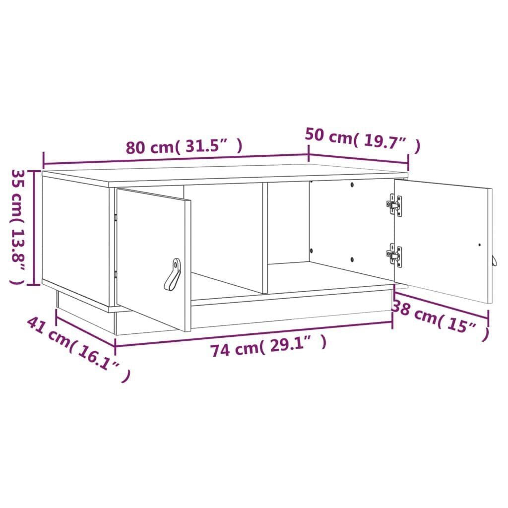 Sohvapöytä musta 80x50x35,5 cm täysi mänty hinta ja tiedot | Sohvapöydät | hobbyhall.fi