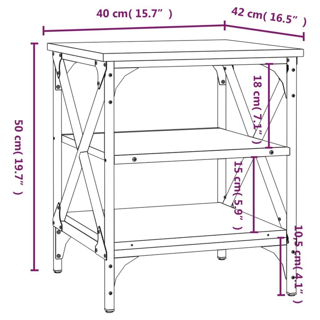 Sivupöytä savutammi 40x42x50 cm tekninen puu hinta ja tiedot | Sohvapöydät | hobbyhall.fi