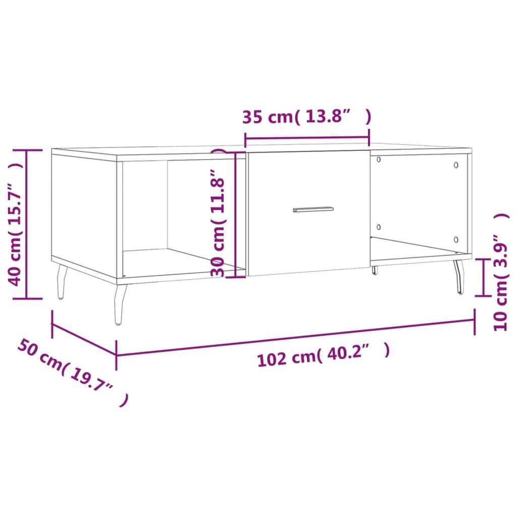 Sohvapöytä savutammi 102x50x40 cm tekninen puu hinta ja tiedot | Sohvapöydät | hobbyhall.fi