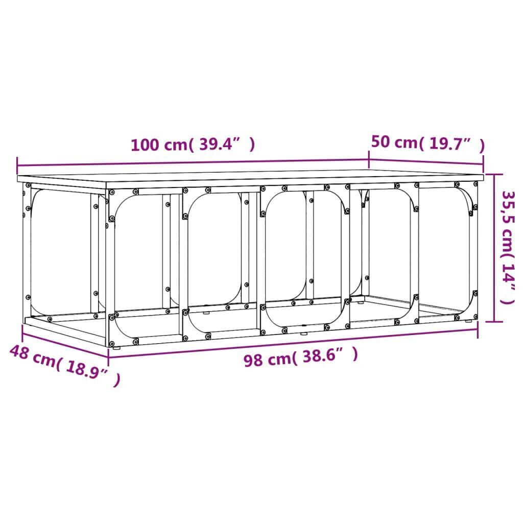 Sohvapöytä musta 100x50x35,5 cm tekninen puu hinta ja tiedot | Sohvapöydät | hobbyhall.fi