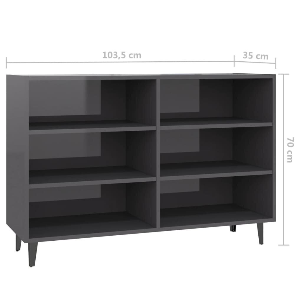 Senkki korkeakiilto harmaa 103,5x35x70 cm lastulevy hinta ja tiedot | Olohuoneen kaapit ja lipastot | hobbyhall.fi