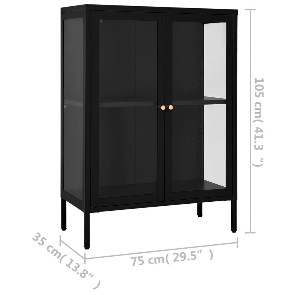 Senkki musta 75x35x105 cm teräs ja lasi hinta ja tiedot | Olohuoneen kaapit ja lipastot | hobbyhall.fi