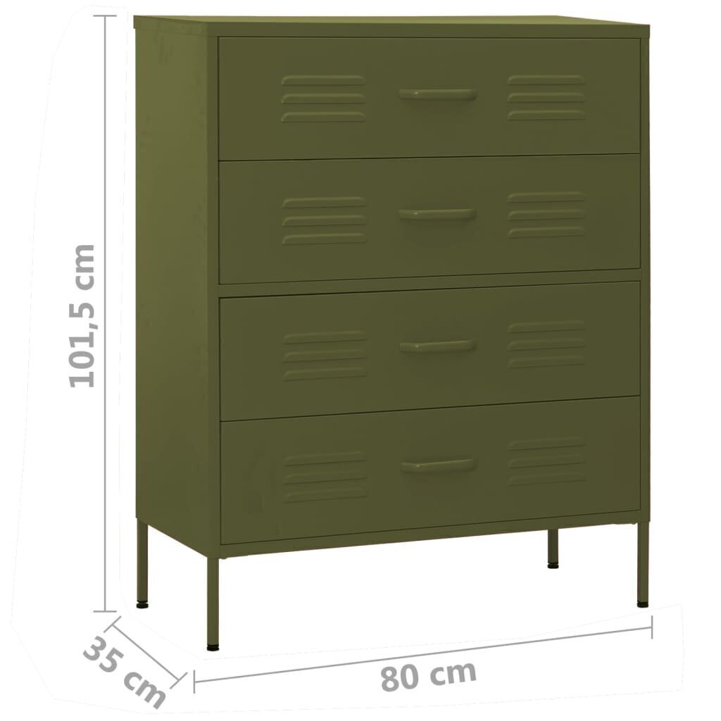 Lipasto oliivinvihreä 80x35x101,5 cm teräs hinta ja tiedot | Lipastot | hobbyhall.fi