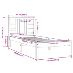 Sängynrunko hunajanruskea täysi puu 75x190 cm 2FT6 Small Single hinta ja tiedot | Sängyt | hobbyhall.fi