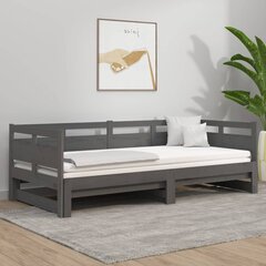 Sohvasänky ulosvedettävä harmaa täysi mänty 2x (90x200) cm hinta ja tiedot | Sängyt | hobbyhall.fi