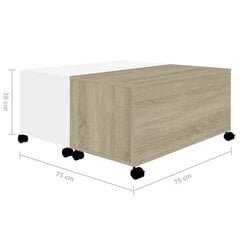 Sohvapöytä valkoinen ja Sonoma-tammi 75x75x38 cm lastulevy hinta ja tiedot | Sohvapöydät | hobbyhall.fi