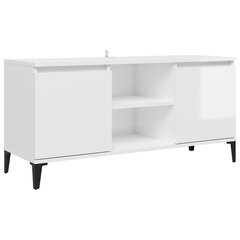 TV-taso metallijaloilla korkeakiilto valkoinen 103,5x35x50 cm hinta ja tiedot | Olohuoneen kaapit ja lipastot | hobbyhall.fi