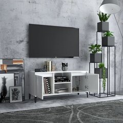 TV-taso metallijaloilla korkeakiilto valkoinen 103,5x35x50 cm hinta ja tiedot | Olohuoneen kaapit ja lipastot | hobbyhall.fi