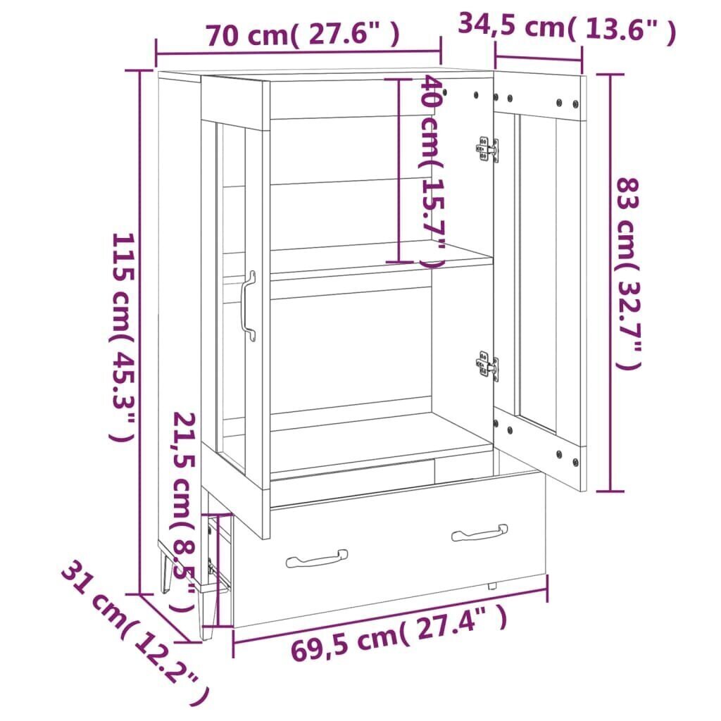 Kaappi savutammi 70x31x115 cm tekninen puu hinta ja tiedot | Lipastot | hobbyhall.fi