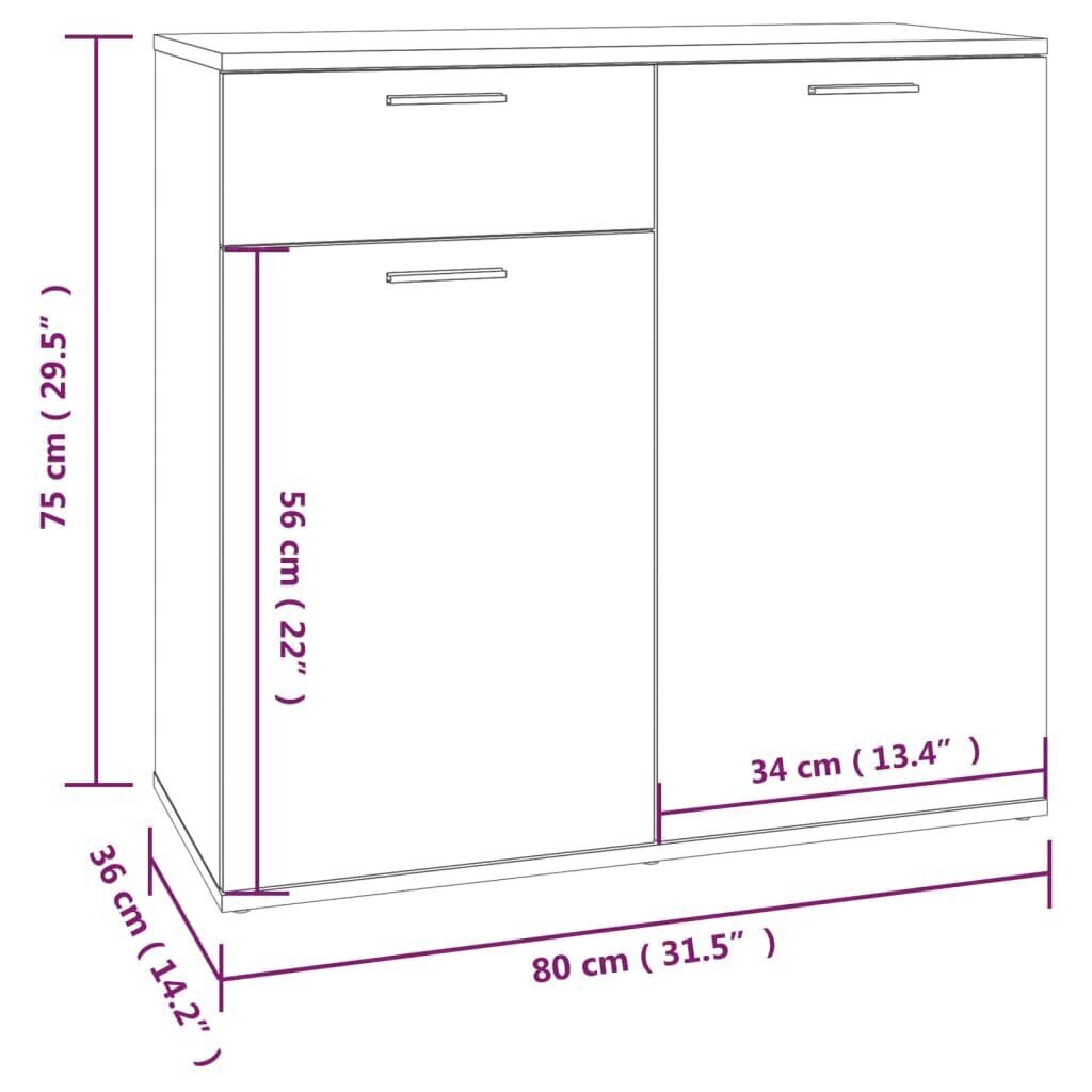 Senkki savutammi 80x36x75 cm tekninen puu hinta ja tiedot | Olohuoneen kaapit ja lipastot | hobbyhall.fi