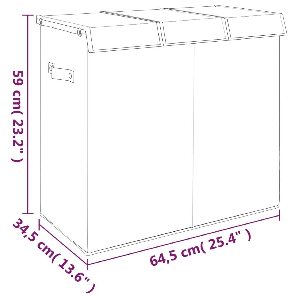 Kokoontaittuva pyykkikori harmaa 64,5x34,5x59 cm pellavakangas hinta ja tiedot | Kuivaustelineet ja tarvikkeet | hobbyhall.fi