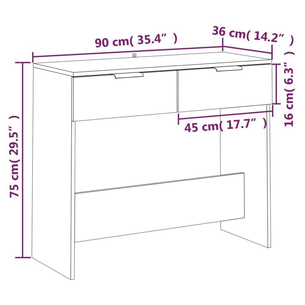 Konsolipöytä harmaa Sonoma 90x36x75 cm tekninen puu hinta ja tiedot | Sivupöydät | hobbyhall.fi