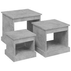 Sohvapöydät 3 kpl betoninharmaa tekninen puu hinta ja tiedot | Sohvapöydät | hobbyhall.fi