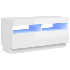 TV-taso LED-valoilla korkeakiilto valkoinen 80x35x40 cm hinta ja tiedot | TV-tasot | hobbyhall.fi