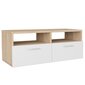 TV-tasot 2 kpl lastulevy 95x35x36 cm tammi ja valkoinen hinta ja tiedot | TV-tasot | hobbyhall.fi