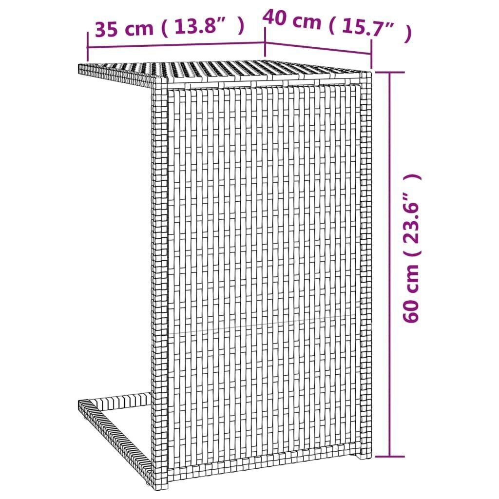 C-muotoinen pöytä musta 40x35x60 cm polyrottinki hinta ja tiedot | Sohvapöydät | hobbyhall.fi