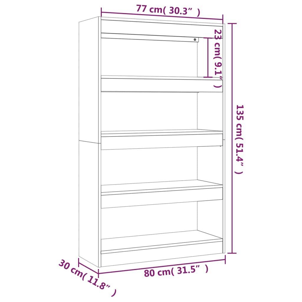 Kirjahylly/tilanjakaja betoninharmaa 80x30x135 cm lastulevy hinta ja tiedot | Hyllyt | hobbyhall.fi