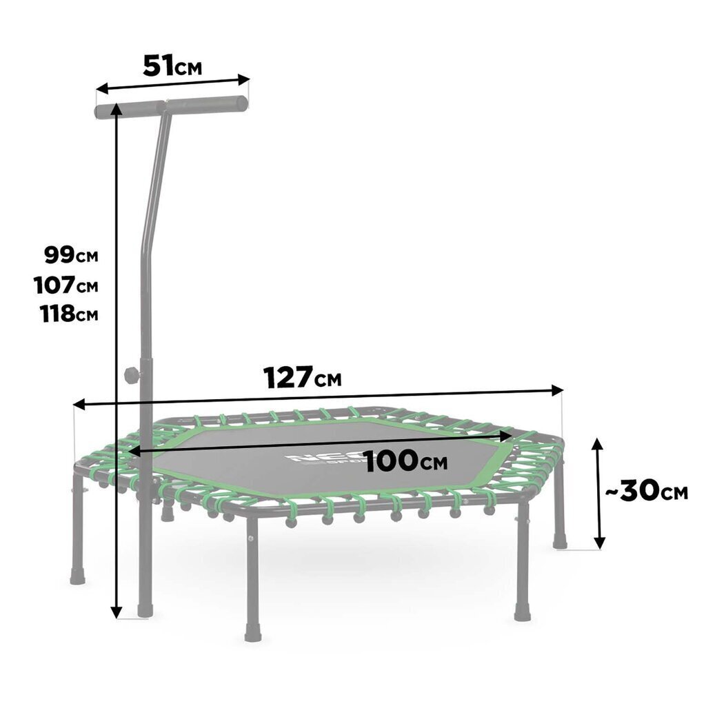 Fitness-trampoliini kahvalla, kuusikulmainen, 127 cm., vihreä hinta ja tiedot | Fitness-trampoliinit | hobbyhall.fi