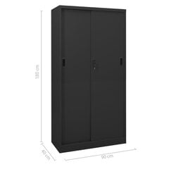 Toimistokaappi liukuovella antrasiitti 90x40x180 cm teräs hinta ja tiedot | Olohuoneen kaapit ja lipastot | hobbyhall.fi