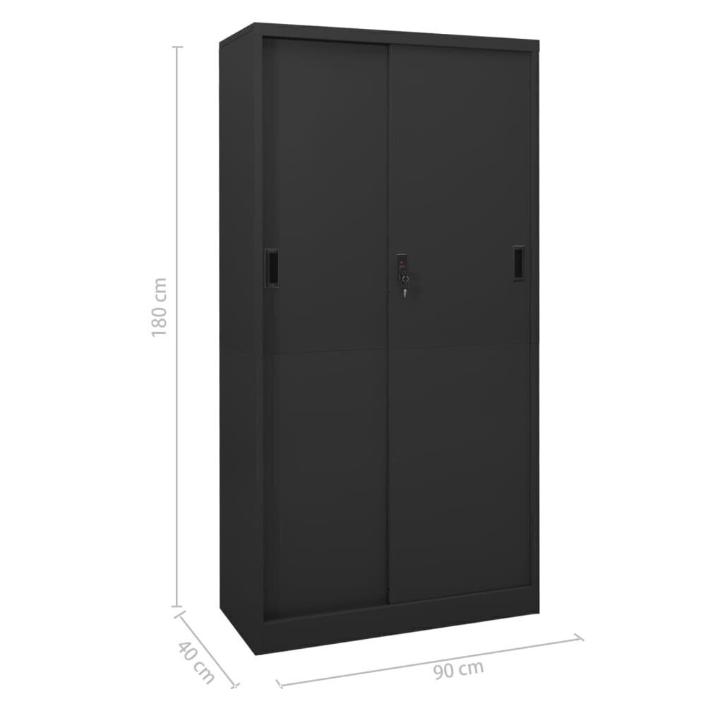 Toimistokaappi liukuovella antrasiitti 90x40x180 cm teräs hinta ja tiedot | Olohuoneen kaapit ja lipastot | hobbyhall.fi