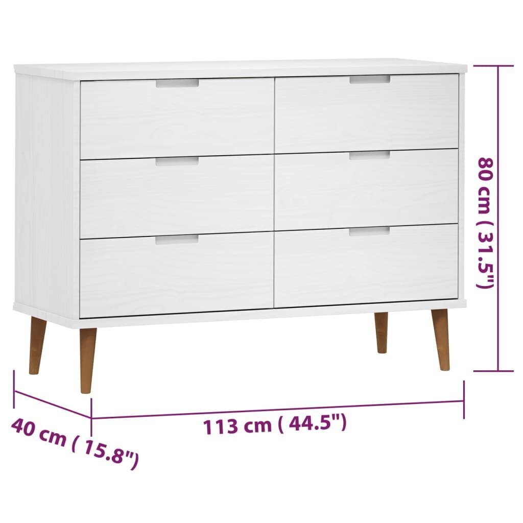 Kaappi MOLDE valkoinen 113x40x80 cm täysi mänty hinta ja tiedot | Lipastot | hobbyhall.fi