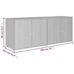 Puutarhan säilytyskaappi harmaa 198x55,5x80 cm polyrottinki hinta ja tiedot | Olohuoneen kaapit ja lipastot | hobbyhall.fi