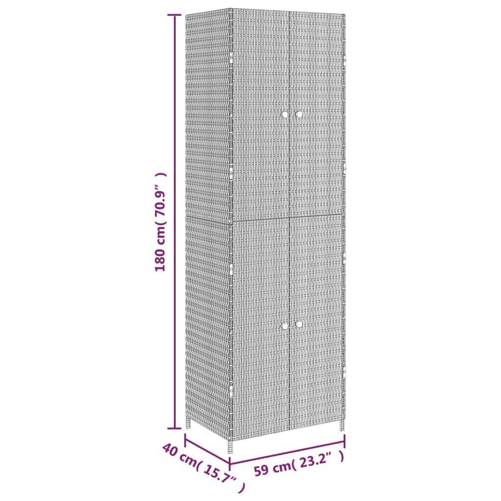 Puutarhan säilytyskaappi musta 59x40x180 cm polyrottinki hinta ja tiedot | Olohuoneen kaapit ja lipastot | hobbyhall.fi