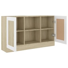 Senkki valkoinen ja Sonoma-tammi 120x30,5x70 cm lastulevy hinta ja tiedot | Olohuoneen kaapit ja lipastot | hobbyhall.fi