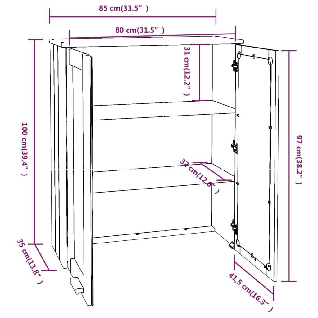 Yläkaappi HAMAR valkoinen 85x35x100 cm täysi mänty hinta ja tiedot | Olohuoneen kaapit ja lipastot | hobbyhall.fi