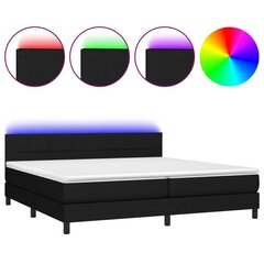 Sänky jousilla/patjalla/LED, musta, 200x200 cm, kangas hinta ja tiedot | Sängyt | hobbyhall.fi
