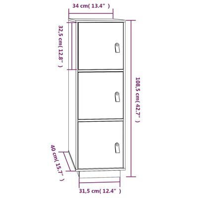 Kaappi valkoinen 34x40x108,5 cm täysi mänty hinta ja tiedot | Olohuoneen kaapit ja lipastot | hobbyhall.fi