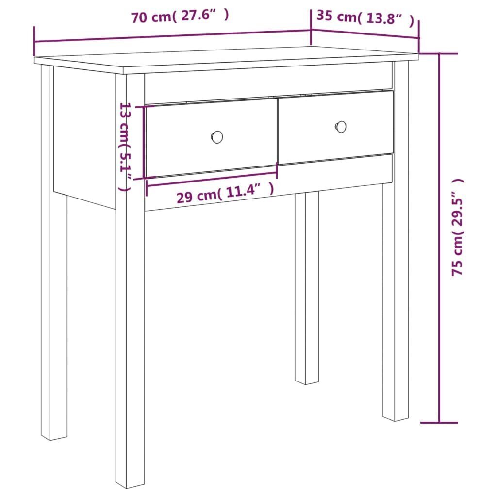 Konsolipöytä 70x35x75 cm täysi mänty hinta ja tiedot | Sivupöydät | hobbyhall.fi