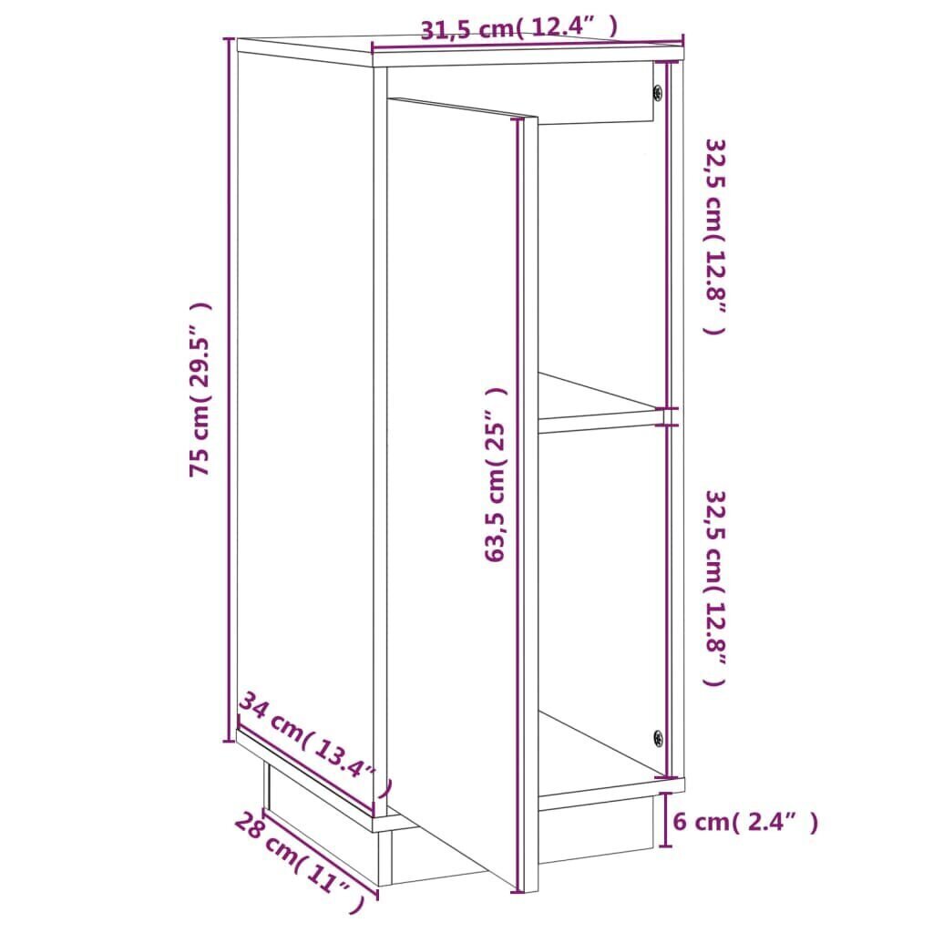 Senkki 31,5x34x75 cm täysi mänty hinta ja tiedot | Olohuoneen kaapit ja lipastot | hobbyhall.fi